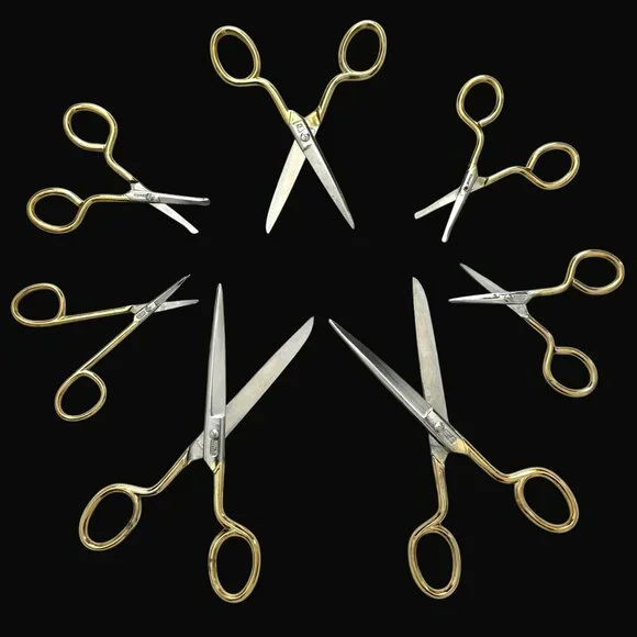 7 Vintage German Gold & Silver Scissors Embroidery Crafting Sewing Tools Shears - Picture 2 of 8